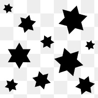 Black stars png sticker, flat shape graphic on transparent background