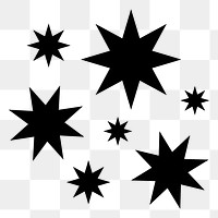 Black starburst png icon sticker, flat geometric shape on transparent background