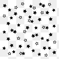 Black stars png sticker, flat shape graphic on transparent background