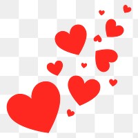 Red hearts png sticker, cute flat graphic on transparent background
