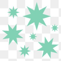 Green starburst png icon sticker, flat geometric shape on transparent background