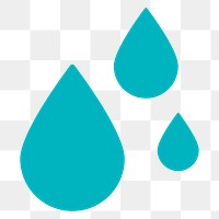 Png blue water drop sticker, flat icon design on transparent background