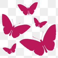 Pink butterflies png silhouette sticker, flat insect graphic, transparent background