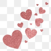 Pink hearts png sticker, glittery aesthetic design on transparent background