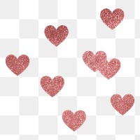 Pink hearts png sticker, glittery aesthetic design on transparent background