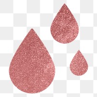 Png glittery water drop sticker, pink aesthetic shape on transparent background