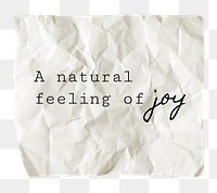 Happiness png quote, DIY crumpled paper in transparent background