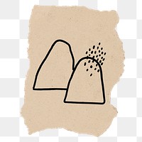 Mountain png sticker doodle, torn paper, transparent background