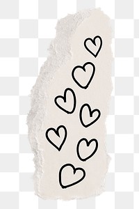 Heart png sticker doodle, torn paper, transparent background