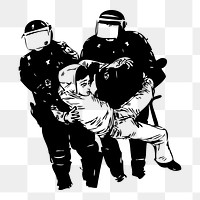 Police brutality png sticker, protest illustration on transparent background. Free public domain CC0 image.