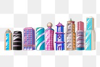 Colorful buildings png sticker, cartoon architecture illustration on transparent background. Free public domain CC0 image.