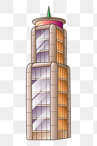 Office building png sticker, cartoon architecture illustration on transparent background. Free public domain CC0 image.