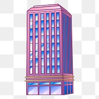 Purple office png building sticker, cartoon architecture illustration on transparent background. Free public domain CC0 image.