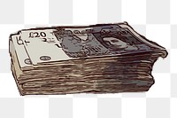 British money wad png sticker, GBP currency illustration on transparent background. Free public domain CC0 image.