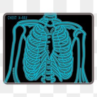 Chest X-ray png sticker, medical illustration on transparent background. Free public domain CC0 image.