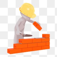 Construction worker png sticker, job illustration on transparent background. Free public domain CC0 image.