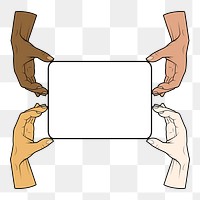 Diverse hands png frame sticker, equal rights campaign illustration on transparent background. Free public domain CC0 image.