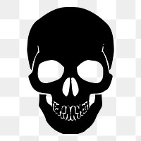 Human skull png sticker, silhouette illustration on transparent background. Free public domain CC0 image.