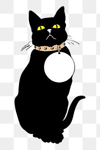 Black cat png sticker, animal illustration on transparent background. Free public domain CC0 image.