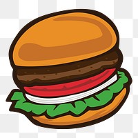 Hamburger png sticker, fast food illustration on transparent background. Free public domain CC0 image.