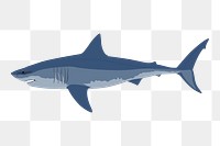 Png great white shark sticker, sea life illustration on transparent background. Free public domain CC0 image.