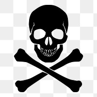 Pirate skull png sticker, silhouette illustration on transparent background. Free public domain CC0 image.