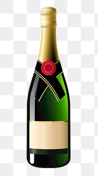 Champagne bottle png sticker, object illustration on transparent background. Free public domain CC0 image.