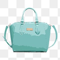 Teal leather png handbag sticker, watercolor illustration on transparent background. Free public domain CC0 image.