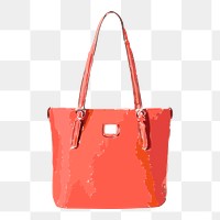 Pink leather png tote sticker, watercolor illustration on transparent background. Free public domain CC0 image.