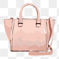 Pink women's png handbag sticker, watercolor illustration on transparent background. Free public domain CC0 image.