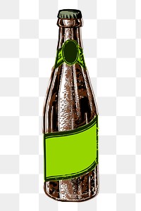 Champagne bottle png sticker, object illustration on transparent background. Free public domain CC0 image.