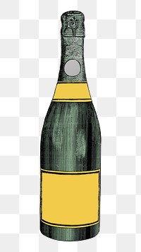 Champagne bottle png sticker, object illustration on transparent background. Free public domain CC0 image.