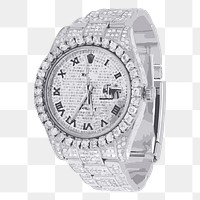 Diamond wristwatch png sticker, accessory illustration on transparent background. Free public domain CC0 image.