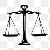 Png scales of justice sticker, object illustration on transparent background. Free public domain CC0 image.