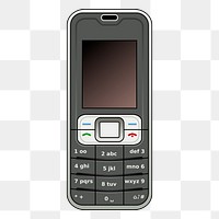 Png retro mobile phone sticker, digital device illustration on transparent background. Free public domain CC0 image.