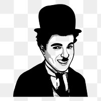 Charlie Chaplin png sticker, famous person portrait on transparent background. Free public domain CC0 image.