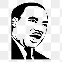 Png Martin Luther King sticker, famous person portrait on transparent background. Free public domain CC0 image.