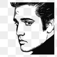 Elvis Presley png sticker, famous singer portrait on transparent background. Free public domain CC0 image.