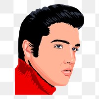 Elvis Presley png sticker, famous singer portrait on transparent background. Free public domain CC0 image.