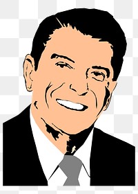 Ronald Reagan png sticker, US president portrait on transparent background. Free public domain CC0 image.