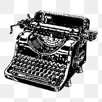 Typewriter png sticker, vintage machine illustration on transparent background. Free public domain CC0 image.