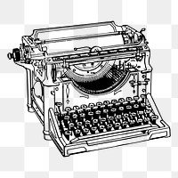 Typewriter png sticker, vintage machine illustration on transparent background. Free public domain CC0 image.