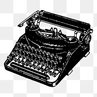 Typewriter png sticker, vintage machine illustration on transparent background. Free public domain CC0 image.