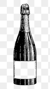 Champagne bottle png sticker, object illustration on transparent background. Free public domain CC0 image.