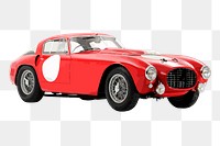 Red classic png car sticker, vehicle illustration on transparent background. Free public domain CC0 image.