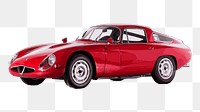 Red classic png car sticker, vehicle illustration on transparent background. Free public domain CC0 image.