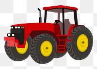 Red tractor png sticker, agricultural vehicle illustration on transparent background. Free public domain CC0 image.