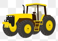 Yellow tractor png sticker, agricultural vehicle illustration on transparent background. Free public domain CC0 image.