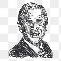 George W. Bush png sticker, famous person illustration on transparent background. Free public domain CC0 image.