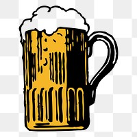 Beer glass png sticker, alcoholic drink illustration on transparent background. Free public domain CC0 image.